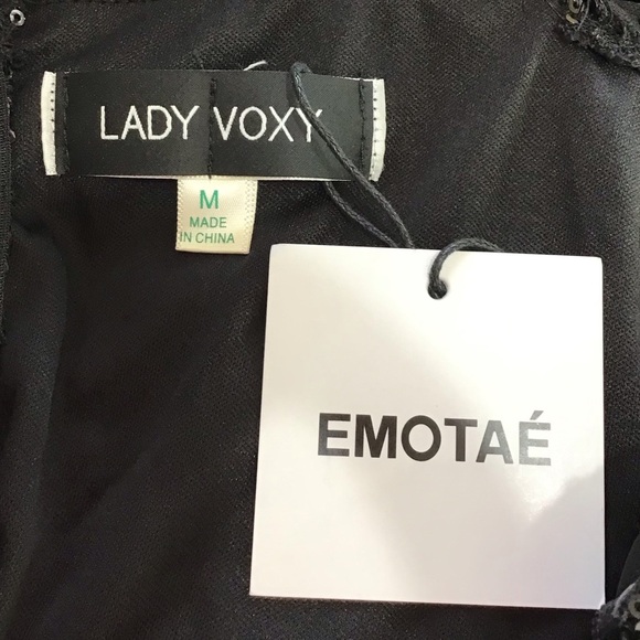 Lady Voxy Black V Neck Sequin Ruched Long Sleeve Mini Dress - Picture 6 of 6